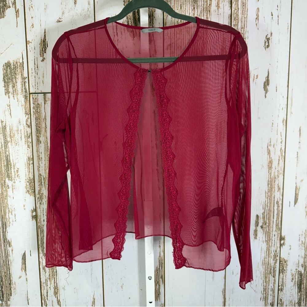 Marks & Spencer, Sheer Red Lace Trim Top. 90's style. Size 12UK. Excellent cond!